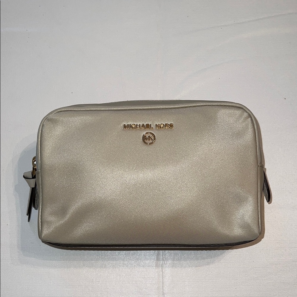 Michael Kors Metallic Cream Cosmetic Bag